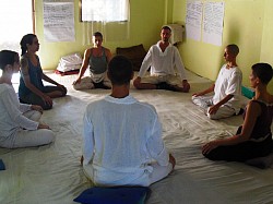 Pranayama and Meditation - for physical and mental health, morning practice before class. Wu Xing course, metal element day. Goa, India