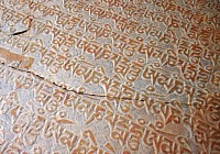 Stone tablets engraved with ancient Sanskrit writing of Buddhist prayers in Zanskar valley, Ladakh, India. 