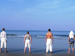 Qi Gong practice, morning on the beach with the elements in nature. Wu Xing Course. (Arambol, Goa, India)